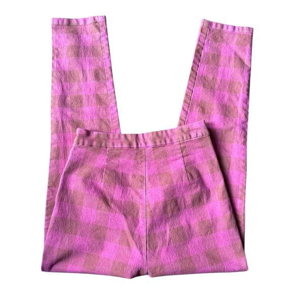 Collectif Vintage retro pink plaid high waisted pants size small - Picture 5 of 10